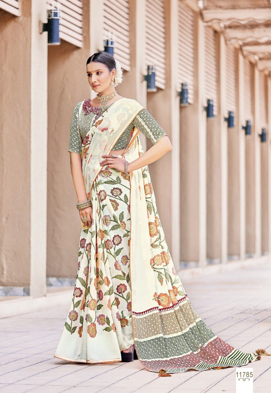 KAVIRAA New Exclusive Fancy Wear Georgette Printed Designer Saree Collection